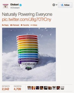 Chobani Yoghurts ad in rainbow colours